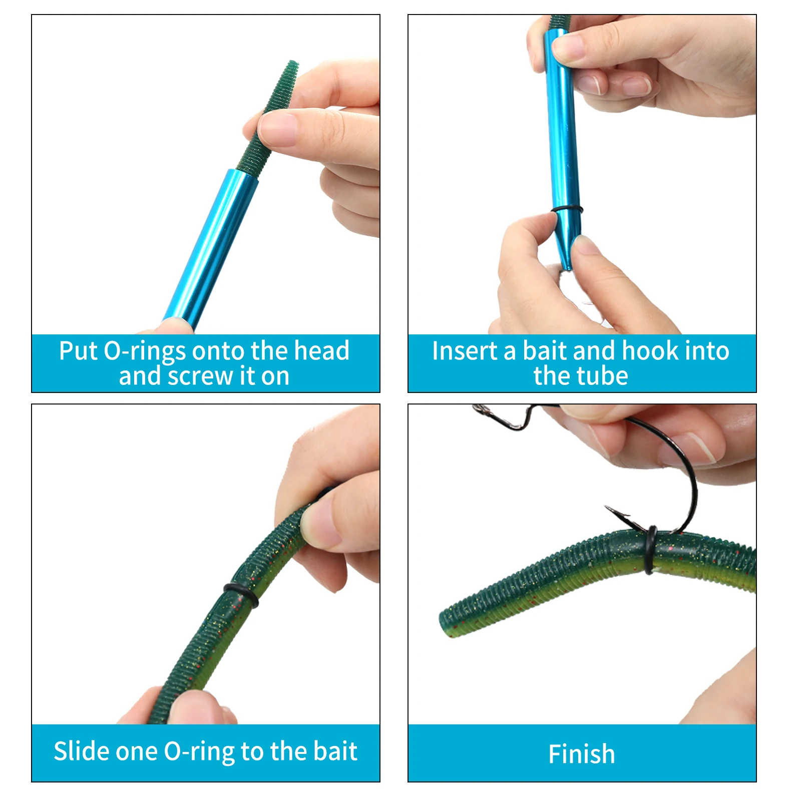 Herramienta de aparejo loco de 9 KM y 50 juntas tóricas de gusano, herramienta de anillo loco, kit de gusano loco para cebos blandos Senko Stick - imagen 4