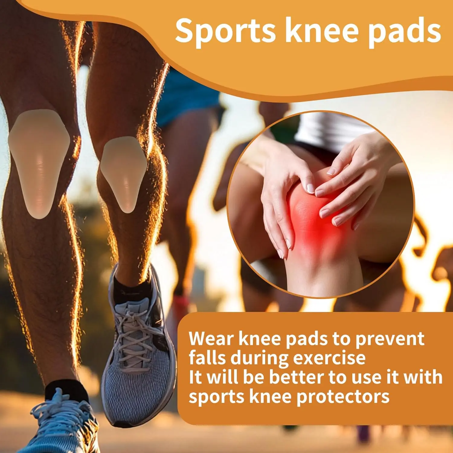 Rodillera autoadhesiva, Protector de rodilla de silicona suave y cómodo para correr, esquiar, patinaje, juegos de pelota, ropa protectora deportiva, 2 uds.