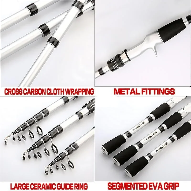 GHOTDA-caña de pescar telescópica, ultraligera, dura, portátil, de fundición larga, de fibra de carbono, 1,5-2,4 m, de acción rápida - imagen 4