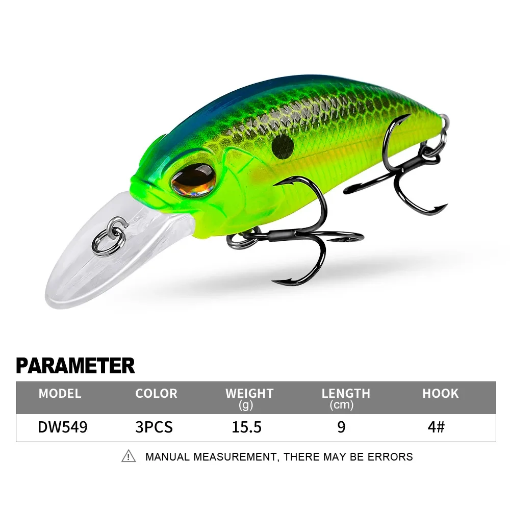 Señuelos de Pesca con manivela de piezas, cebo duro Artificial flotante de 90mm y 15,5g, aparejos de Pesca de lubina japonesa, Wobblers, Crankbait - imagen 3