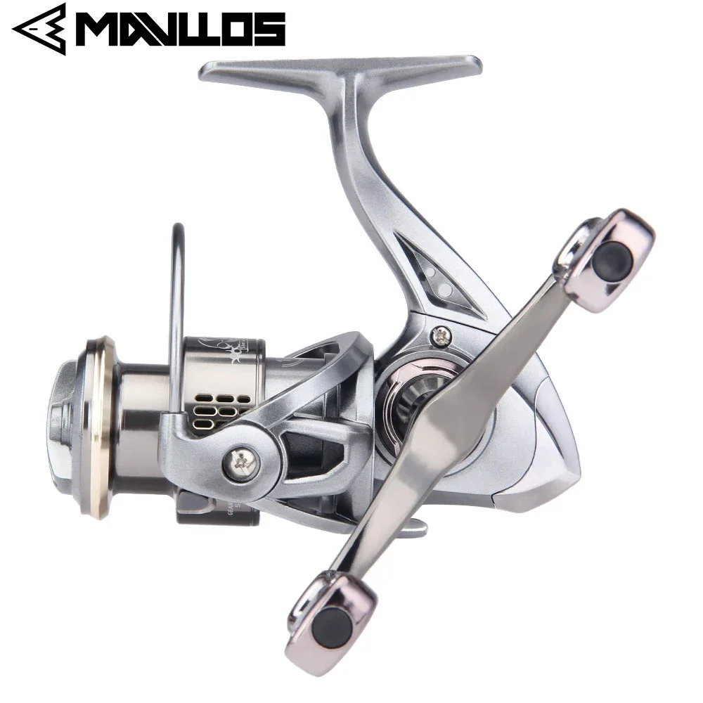 Carrete giratorio Mavllos Crane Light Bass con doble mango, relación 5,2:1, fuerza de freno 8kg carrete poco profundo carrete de pesca de carpa