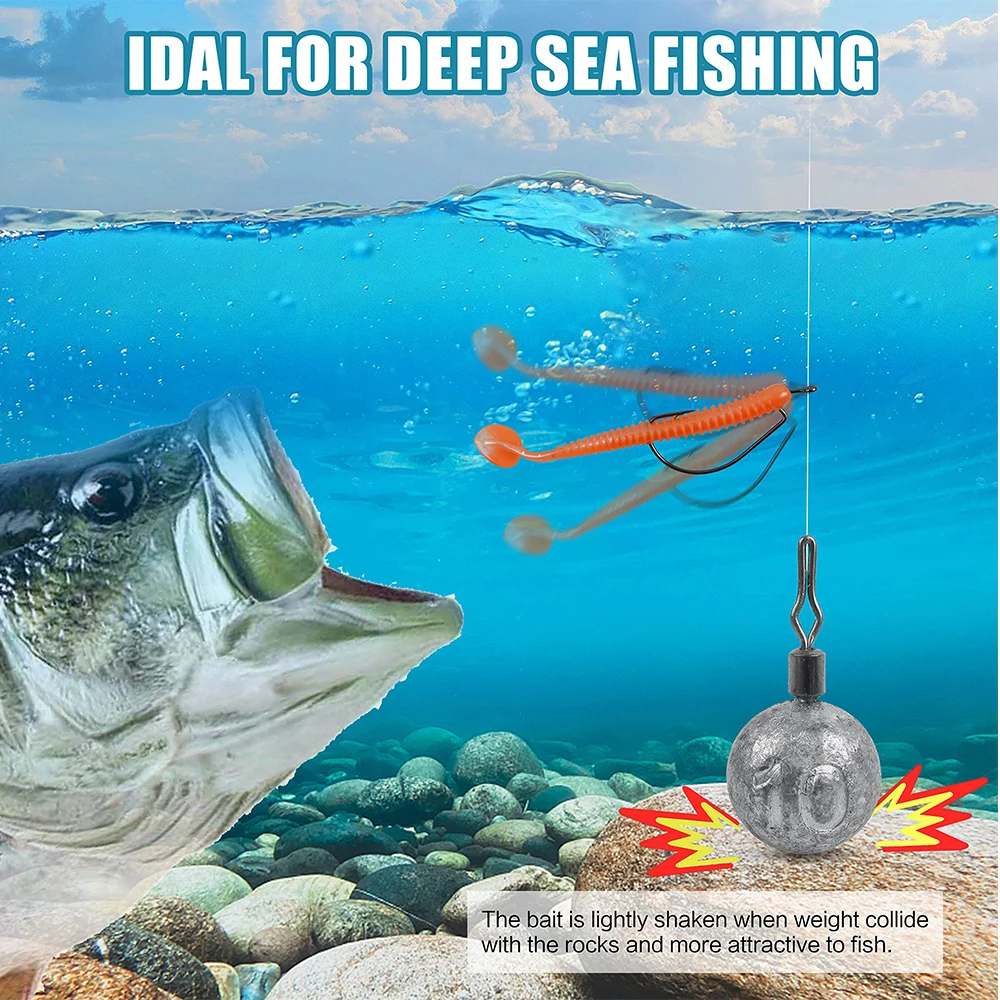 Pesas de tiro directo, pesas de pesca redondas, plomos de bola de fundición de lubina, plomo de bola de cañón extraíble para aparejos de aparejo de tiro directo - imagen 5