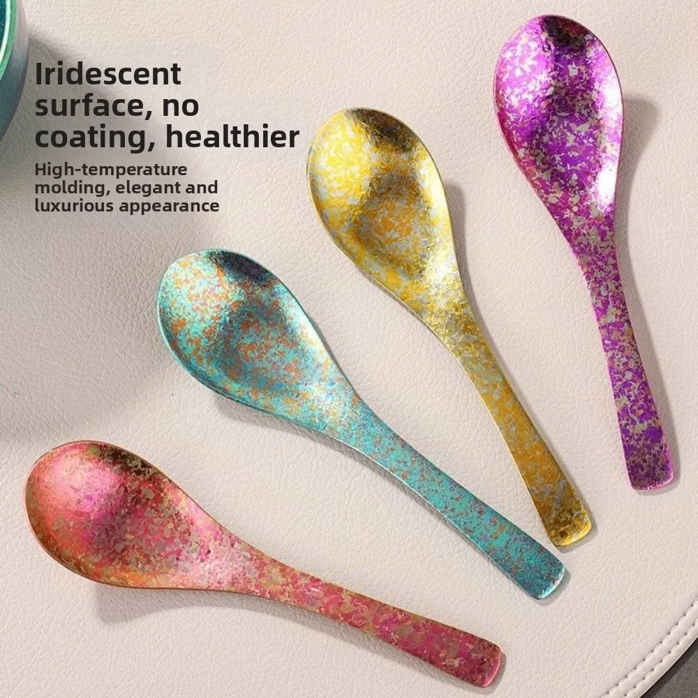 Cuchara de arroz para sopa y bebidas con mango grueso, vajilla portátil ligera para acampar al aire libre, aleación de titanio/cabeza grande de acero inoxidable 304 - imagen 2