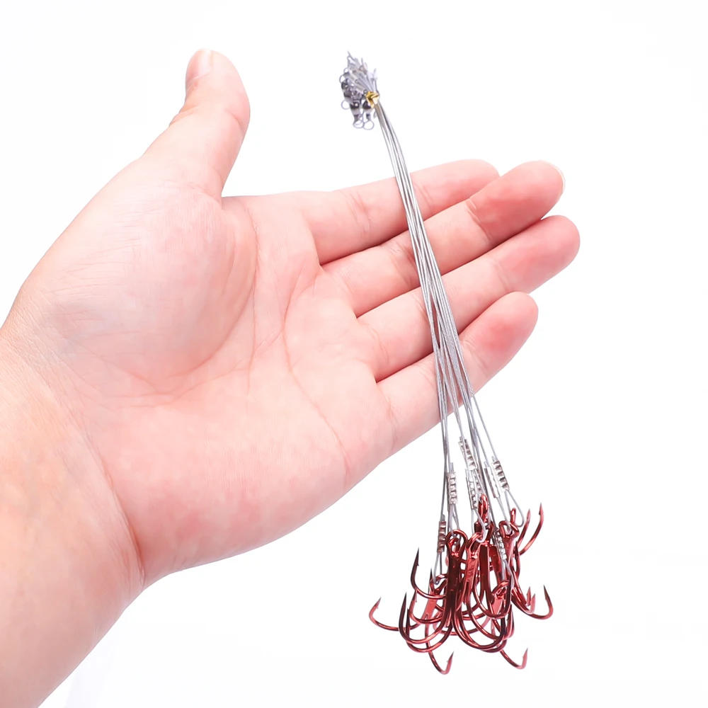 FTK 5-10 Uds. Correas líderes de alambre de acero antimordida de 20cm para pesca con anzuelo triple, señuelo, accesorios para sedal, Lucio y lubina - imagen 5