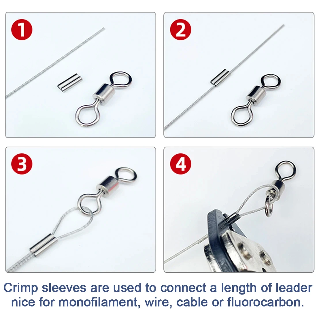 Mangas de prensado de pesca, tubo de alambre de pesca de un solo barril doble, accesorios de sedal, conector de tubo, 9KM, 50 Uds. - imagen 4