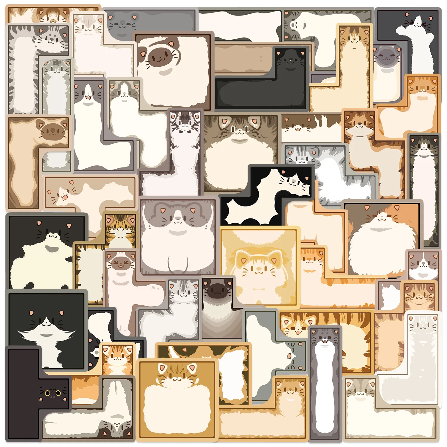 50 Uds lindo gato Tetris pegatinas de grafiti DIY teléfono guitarra portátil maleta taza pegatinas impermeables