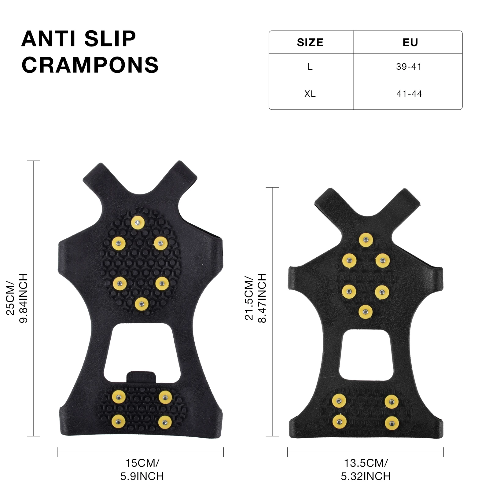 Tacos de tracción de hielo para zapatos y botas, crampones de goma para nieve helada, calzado de tracción antideslizante, 10 tachuelas de acero SF, 1 par - imagen 2