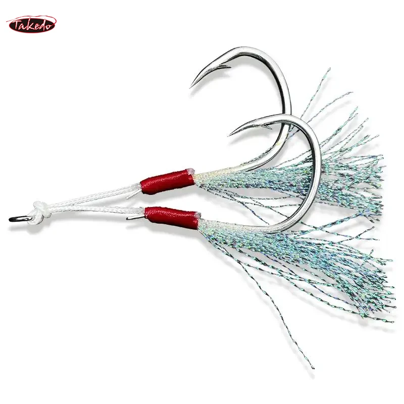 TAKEDO JY54 anzuelo de acero rico en carbono 1/0 - 5/0, anzuelo 4X reforzado, anzuelo de pesca auxiliar para bacalao, lubina, caballa española - imagen 3
