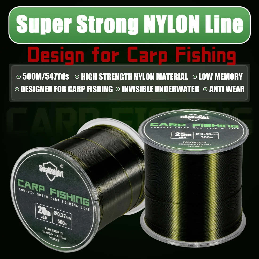 Línea de pesca de nailon SeaKnight marca CARP500M línea de nailon monofilamento de alta resistencia para agua sal/dulce