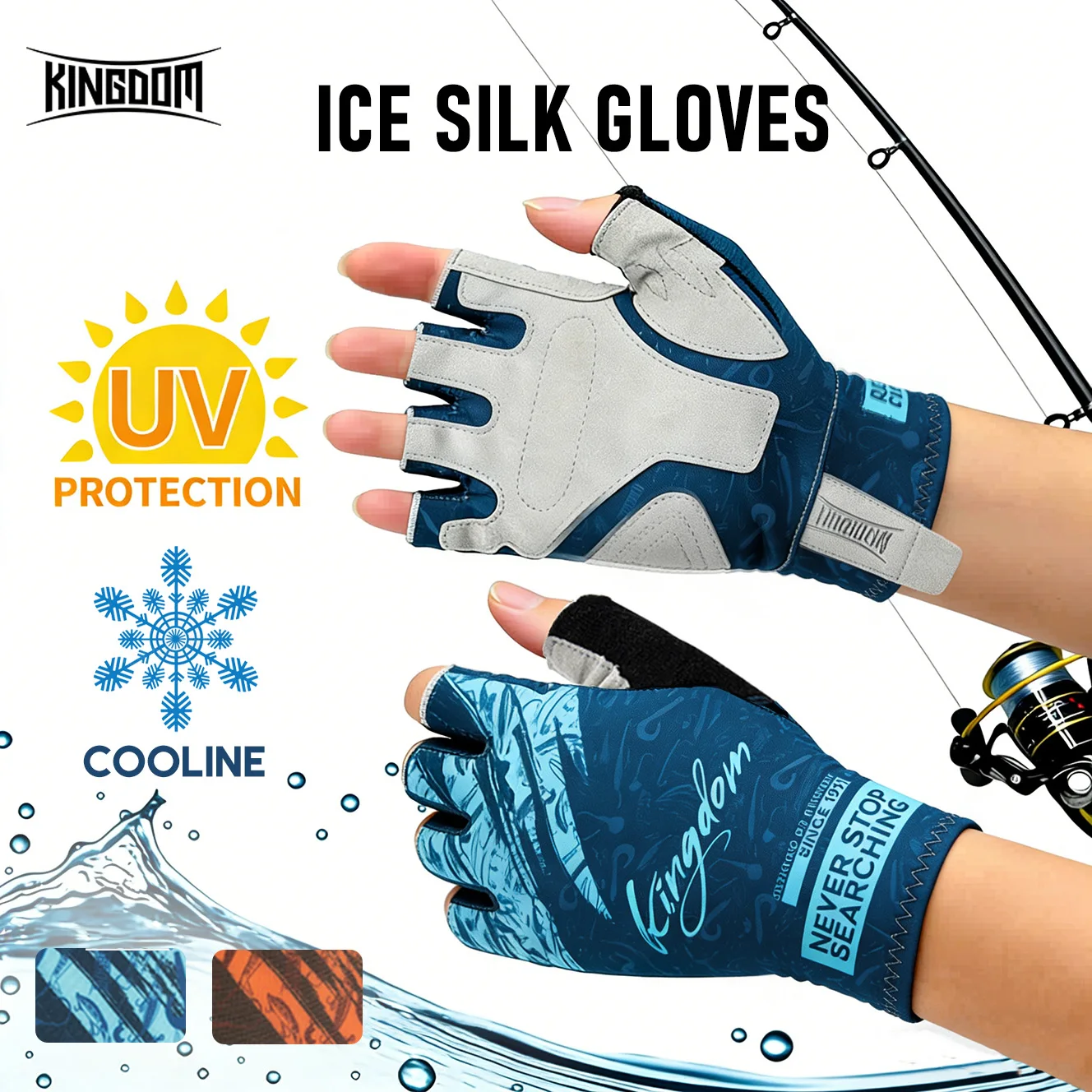 Guantes de pesca Kingdom Ice Silk UPF 40+ transpirables - imagen 2