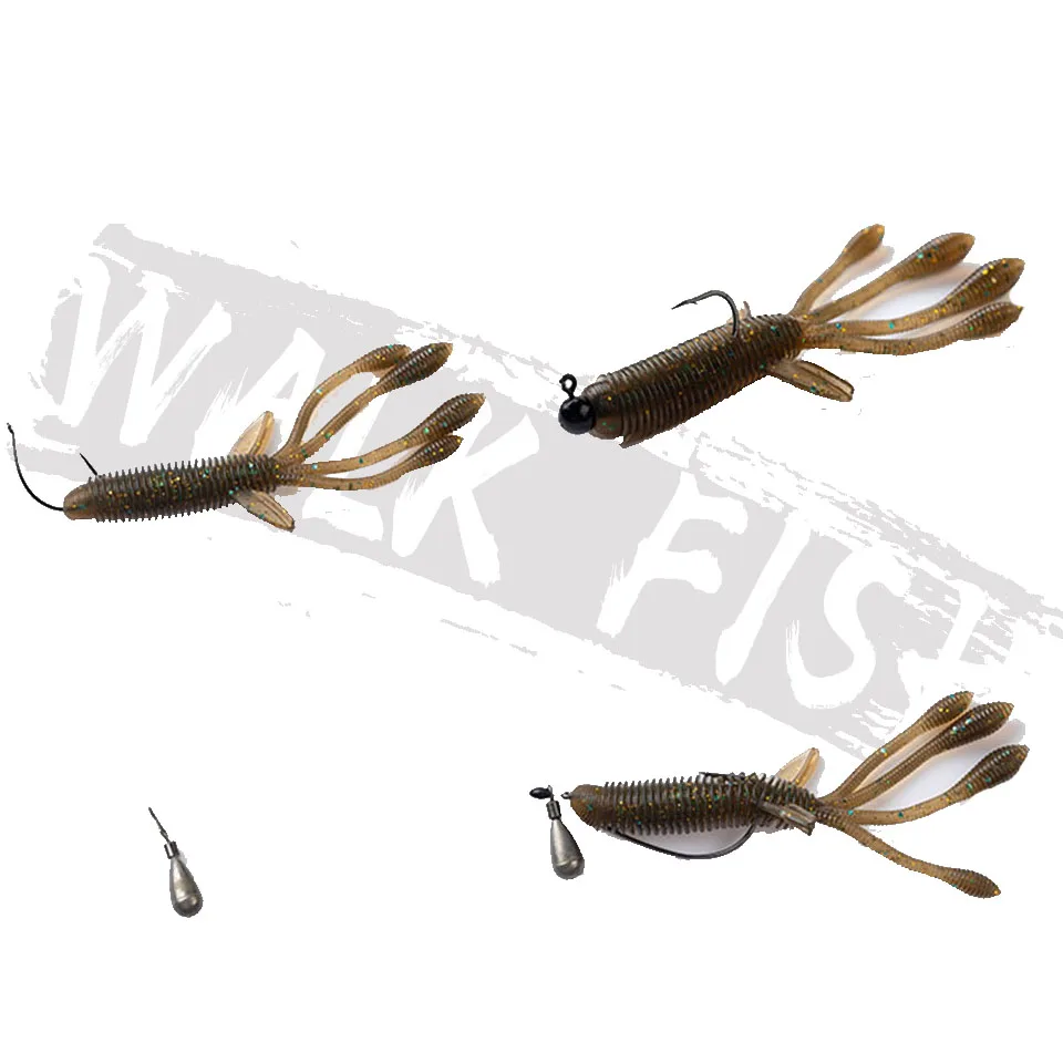 WALK FISH-señuelo de pesca suave de 10 piezas, 8cm, 3g, gambas, cebos suaves de sicilión Artificial, aparejo de pesca Wobblers para Lucio Artificial - imagen 4