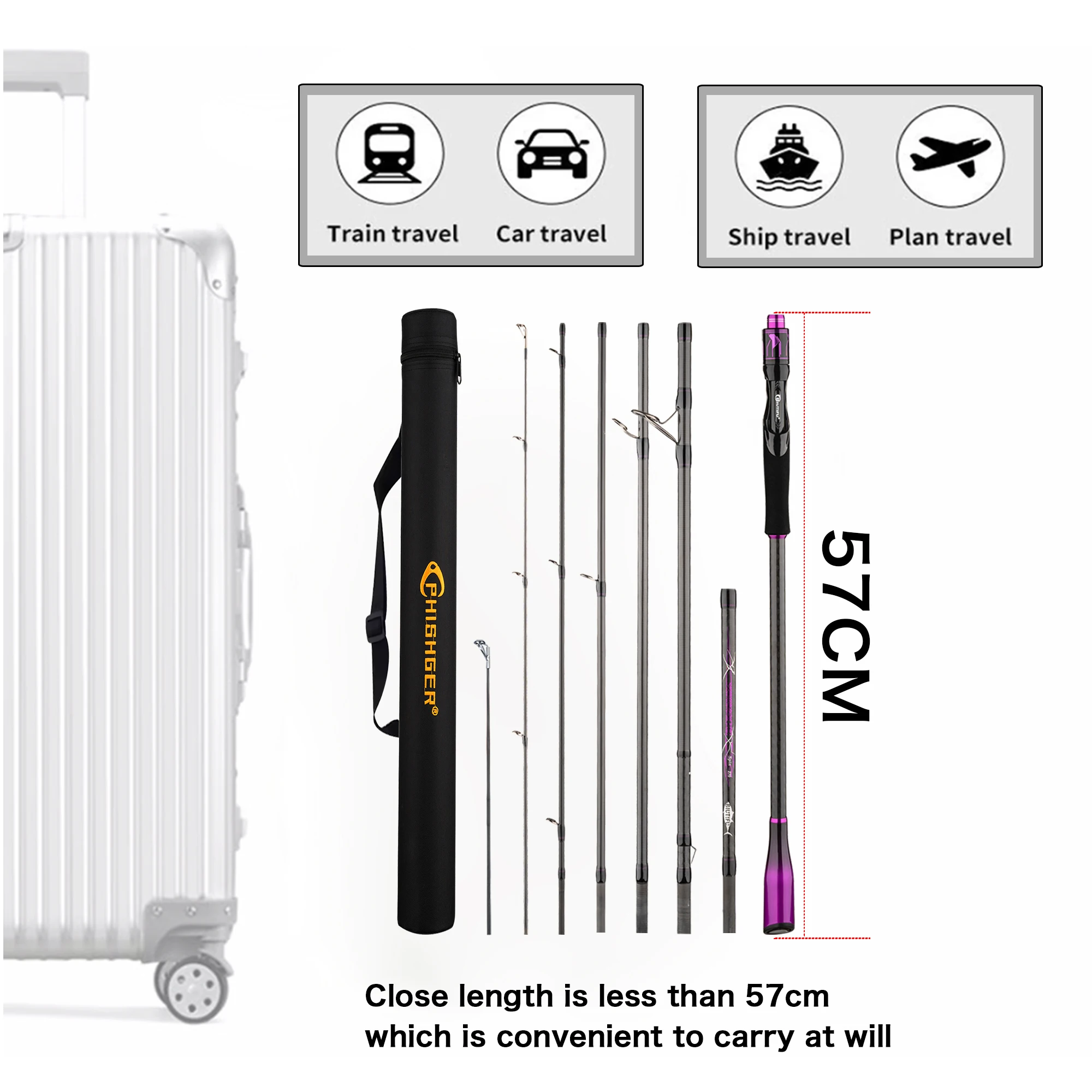 BIUTIFU Traveller+ Caña de spinning ajustable en carbono T1000 - imagen 3
