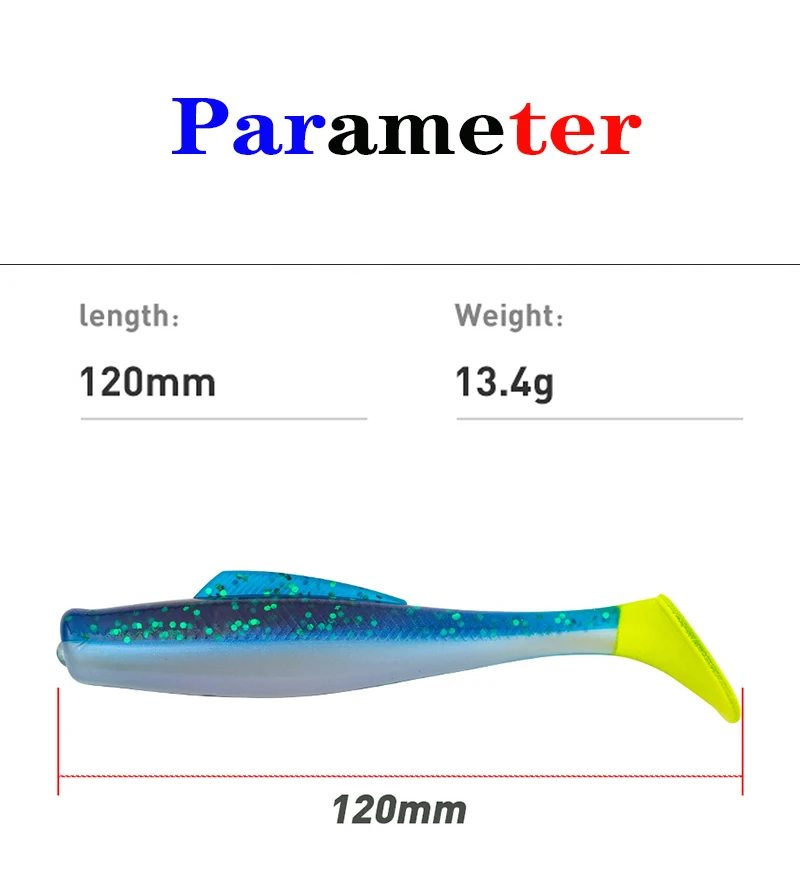 5 uds Testar Señuelos de Pesca cebo blando 120mm 13,4g alta calidad Pesca cebo de silicona Wobblers Swimbait lubina Leurre aparejos de Pesca - imagen 2