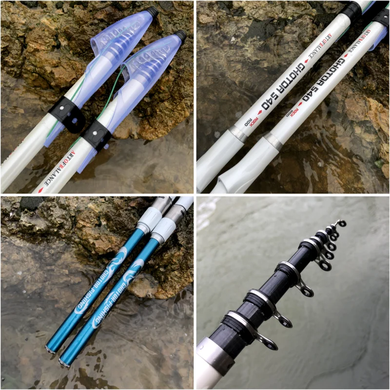 Caña de pescar giratoria de fibra de carbono, ultraligera, portátil, telescópica, de longitud cerrada, 73-77cm, para trucha y carpa, 3,6 M, 4,5 M, 5,4 M, 6,3 M - imagen 2