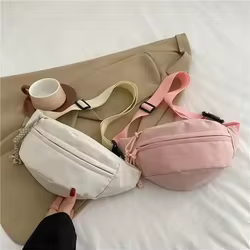Bolso de pecho para mujer, bolso cruzado de lona, Color sólido, riñonera para mujer, bolso deportivo versátil de Color sólido, bolsas impermeables para senderismo