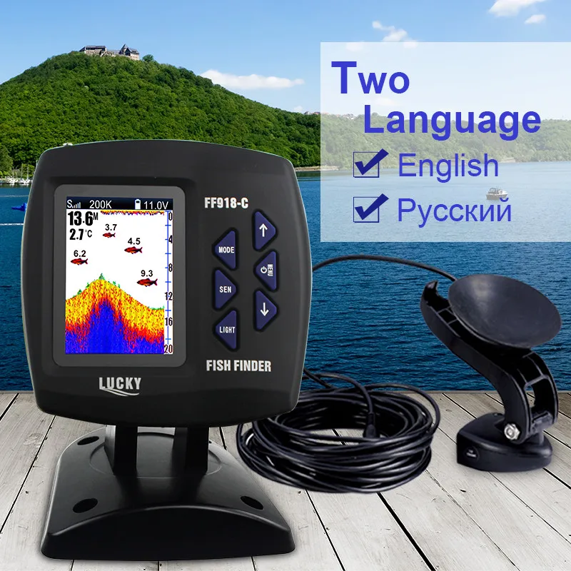 LUCKY FF918-C100DS-buscador de peces Echo de doble frecuencia, buscador de peces con detección por cable, cámara de pesca subacuática, Monitor LCD, 328 pies/100m - imagen 2