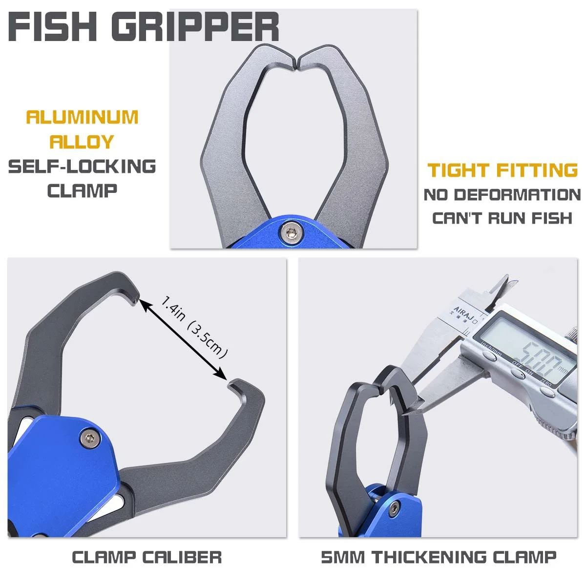 NUNATAK-empuñadura de pescado extendida de Metal con cuerda fija, juego de agarre de pescado rojo, tijeras multifunción, aparejos de pesca, controlador de peces lubina - imagen 4