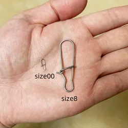 100 piezas 000-5 #   304 Acero inoxidable pesca bonito gancho Snap Pin pesca barril giratorio señuelo conector accesorios Pesca