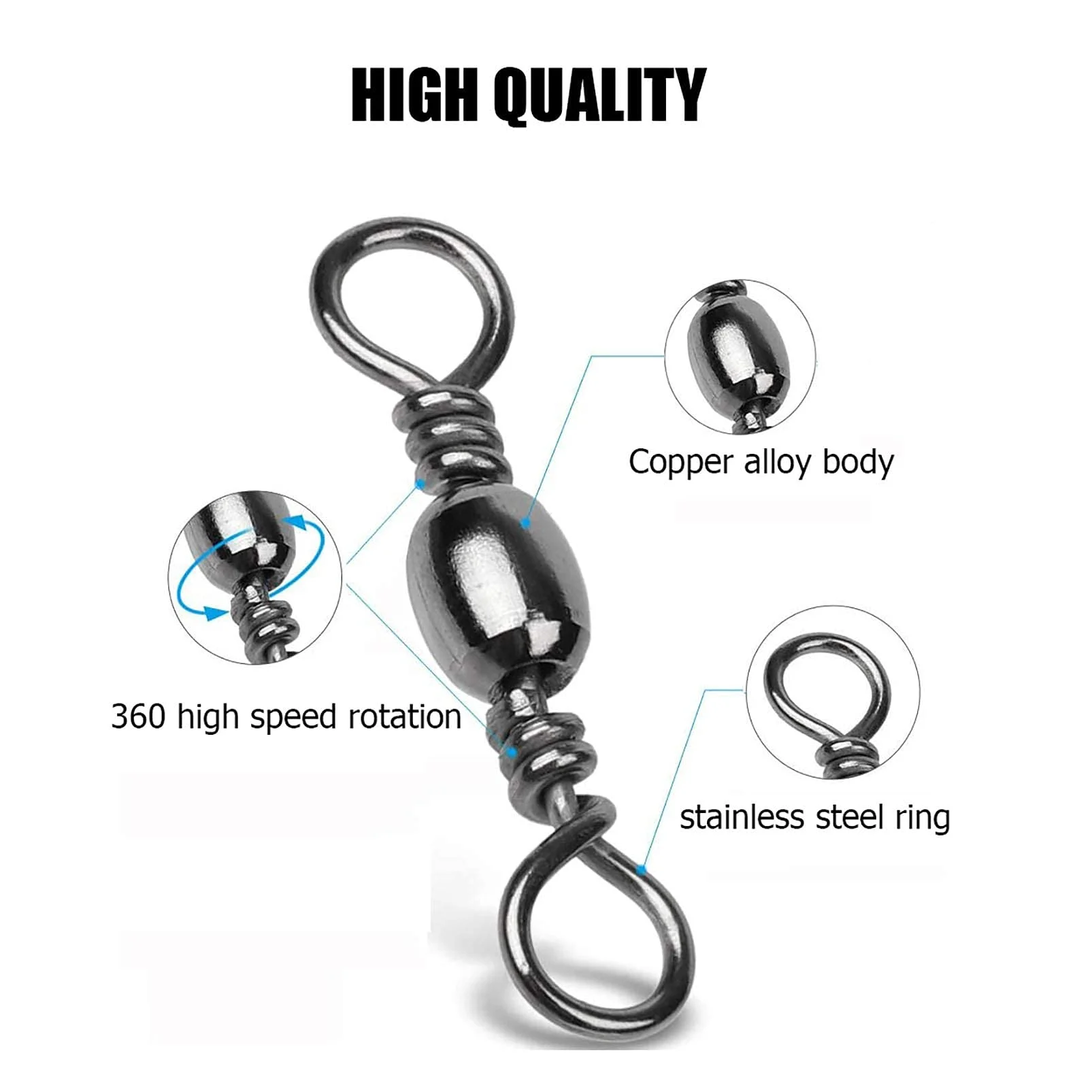 Goture-barril giratorio de pesca de tamaño 10, 8, 6, 4, 2, 200, 1/0, 3/0, 5/0, - imagen 3