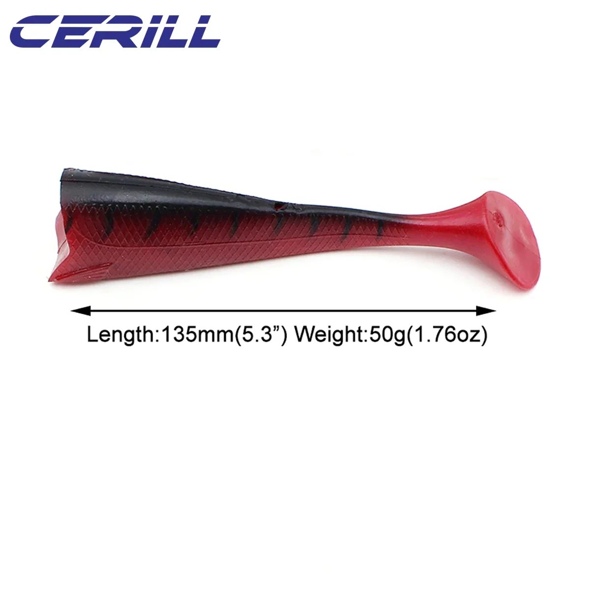 Ceril-señuelo de pesca suave grande, cebo de trucha, cuerpo de bricolaje, plantilla de cabeza, Wobblers, cola de paleta, lubina de mar, sábalo falso de silicona Artificial, 50g, 1 PC - imagen 3