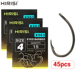Anzuelo de púas de acero inoxidable con alto contenido de carbono recubierto de PTFE, 45 Uds., con ojo X503, accesorios de pesca