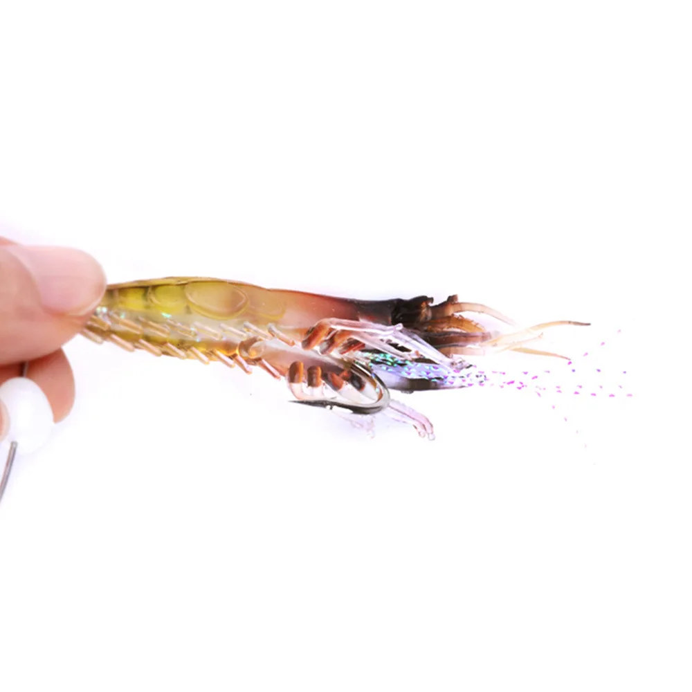 Señuelo suave de camarón luminoso, cebo Artificial de silicona con anzuelos, giratorios, juego de aparejos de pesca, 80mm/6g, 3 uds. - imagen 5