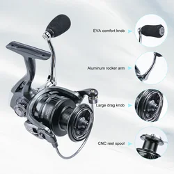 Carrete Spinning Goture 3000 – Metal 3BB para Pesca de Carpa