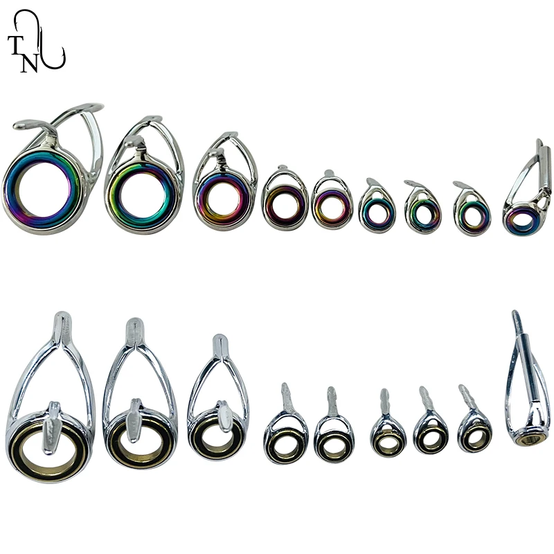 Juego de anillos de cerámica de acero inoxidable para pesca, Kit de reparación de guías de caña, accesorios de repuesto de tamaño mixto, TN18-1, 10 juegos - imagen 5