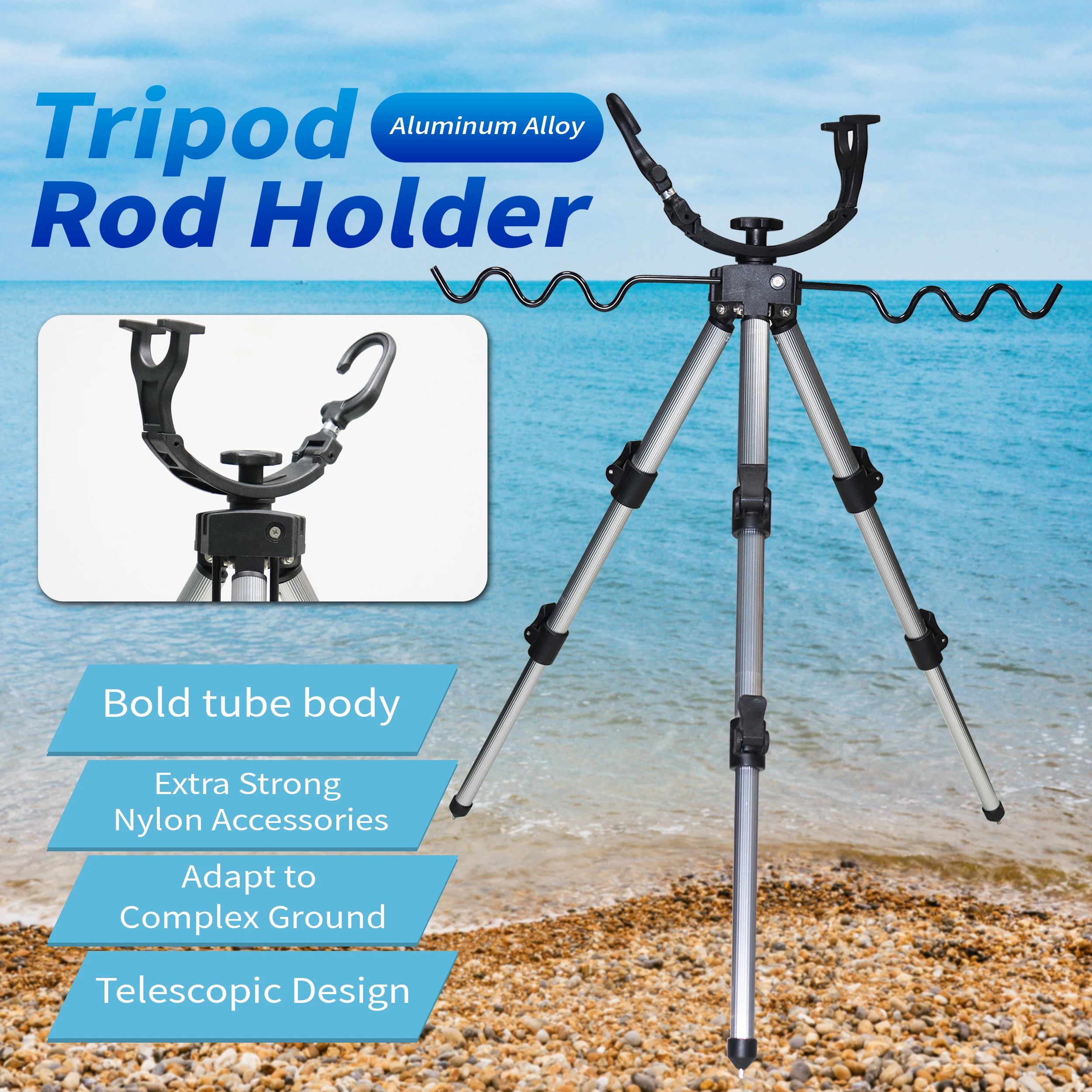 ZYZ soporte de caña de pescar de mar, herramienta de soporte triangular, multiusos, conveniente, aleación de aluminio, telescópico - imagen 2