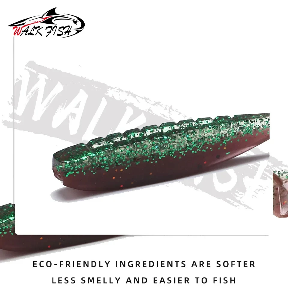 WALK FISH-Señuelos de Pesca de 20 piezas, cebos blandos de cola en T, 65mm, 75mm, Wobblers, carpa, Lucio, Swimbait, cebos artificiales de plástico - imagen 2