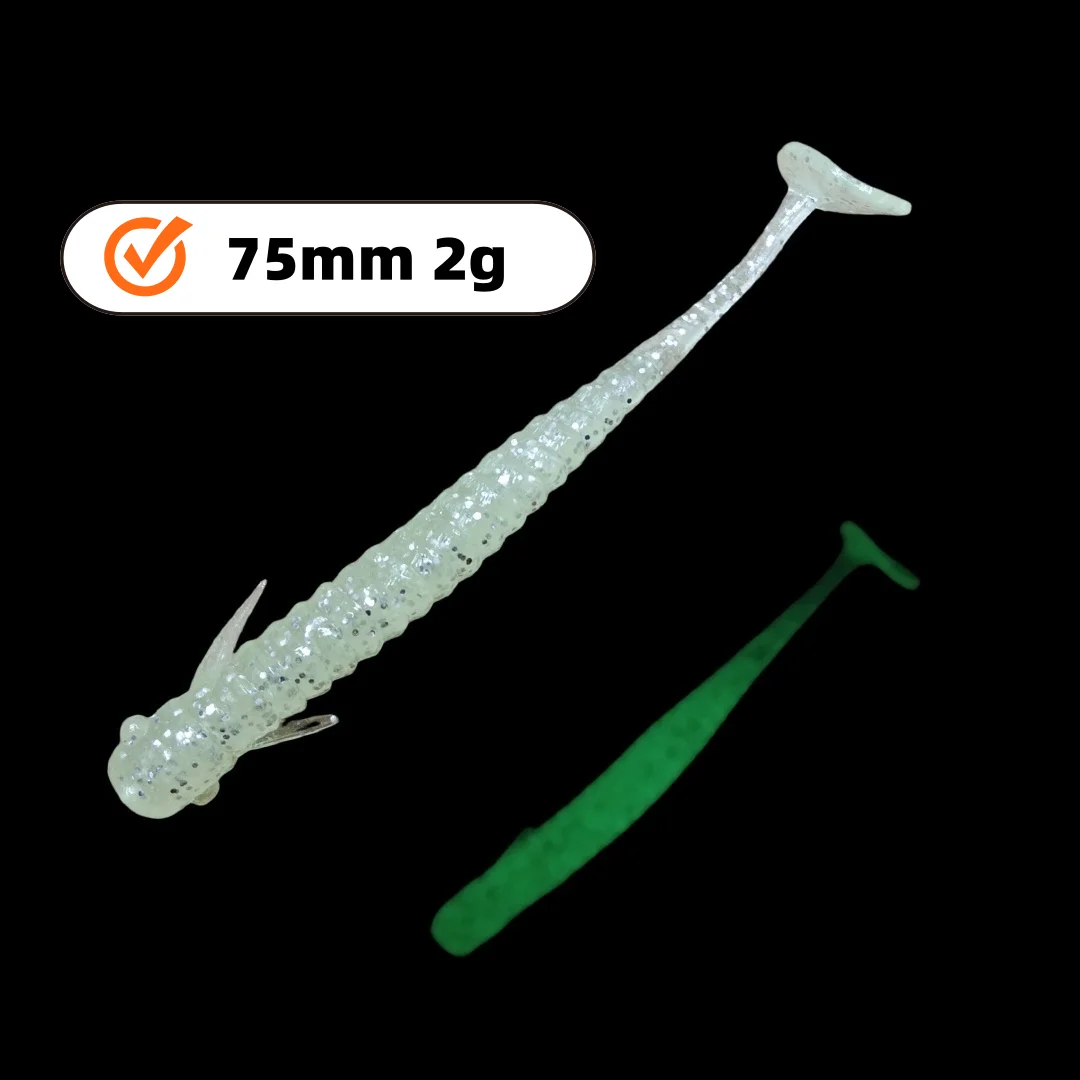 100 Uds señuelo de Pesca suave Ripple Shad 7,5 cm 2g para Pesca de Lucio cola en T Pesca Isca cebo de silicona Artificial - imagen 3