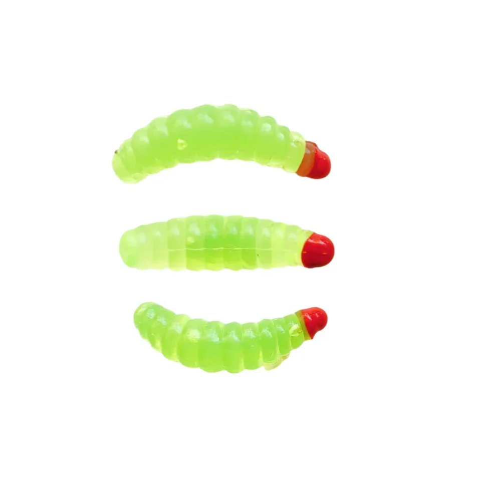 MUKUN 20 piezas 2CM 0,4G señuelo de pesca gusano larva amarillo realista señuelo de pesca biónico pan insecto suave señuelo de pesca gusanos brillo - imagen 5