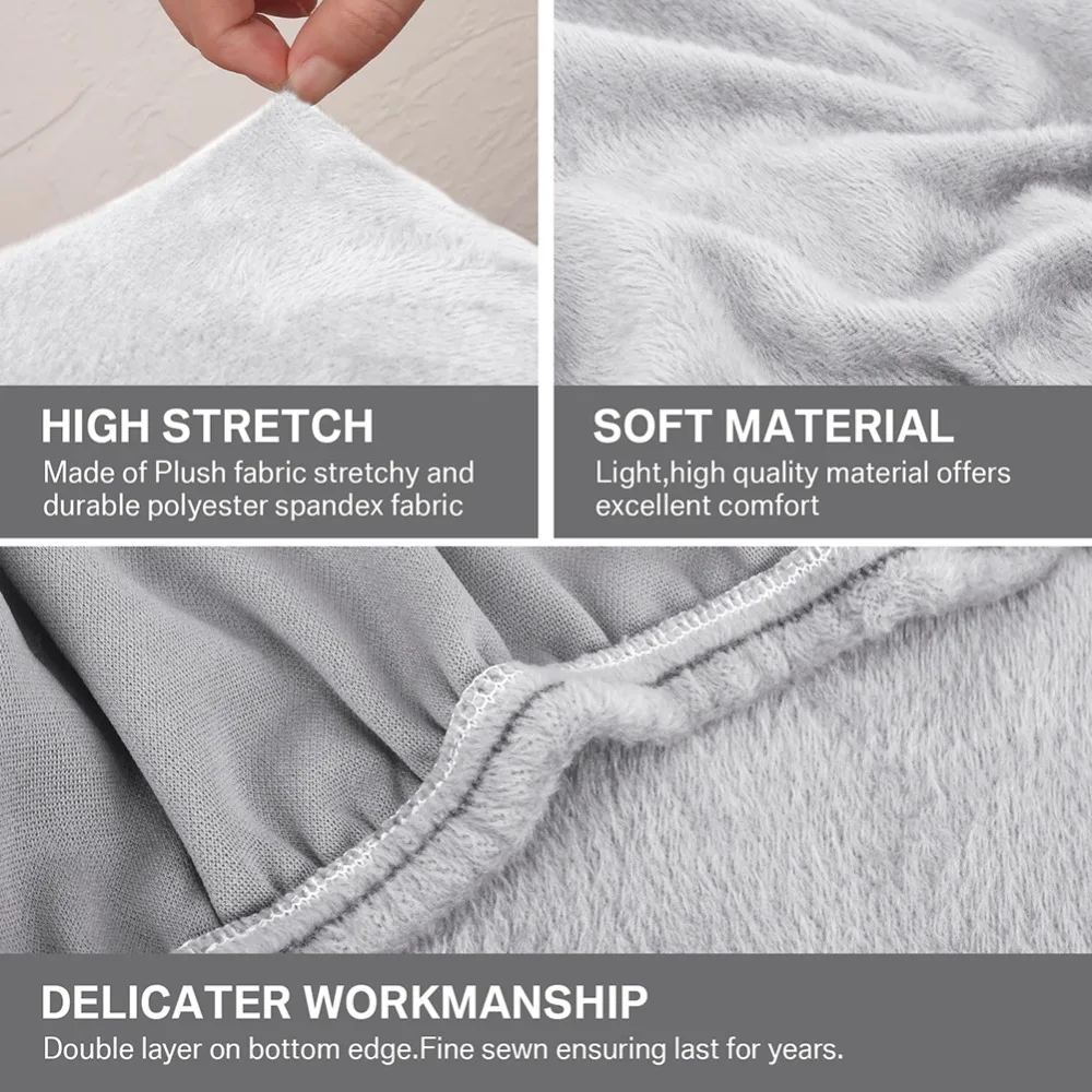 Fundas para cojines de sofá, funda elástica de terciopelo para asiento de sofá, fundas elásticas antideslizantes universales, Protector de muebles de repuesto - imagen 4