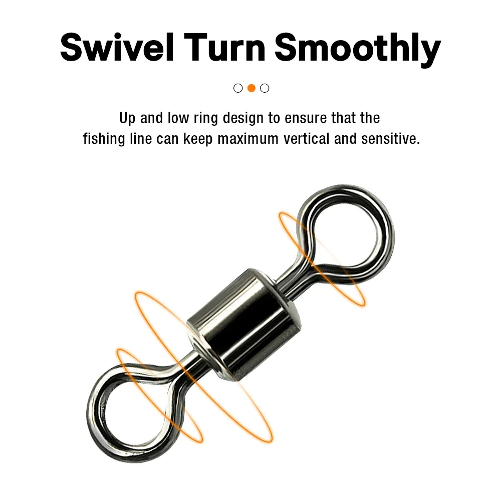 THORFORCE 50 Uds conector de pesca giratorio anillo sólido señuelos anzuelos de pesca de acero inoxidable herramienta de accesorios de rodamiento de barril - imagen 4