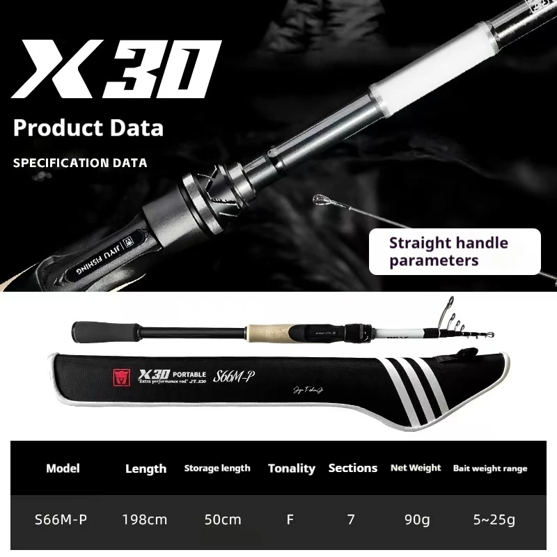 Caña de pescar Jiyu X30 Carbono – Mango pistola lance largo - imagen 5