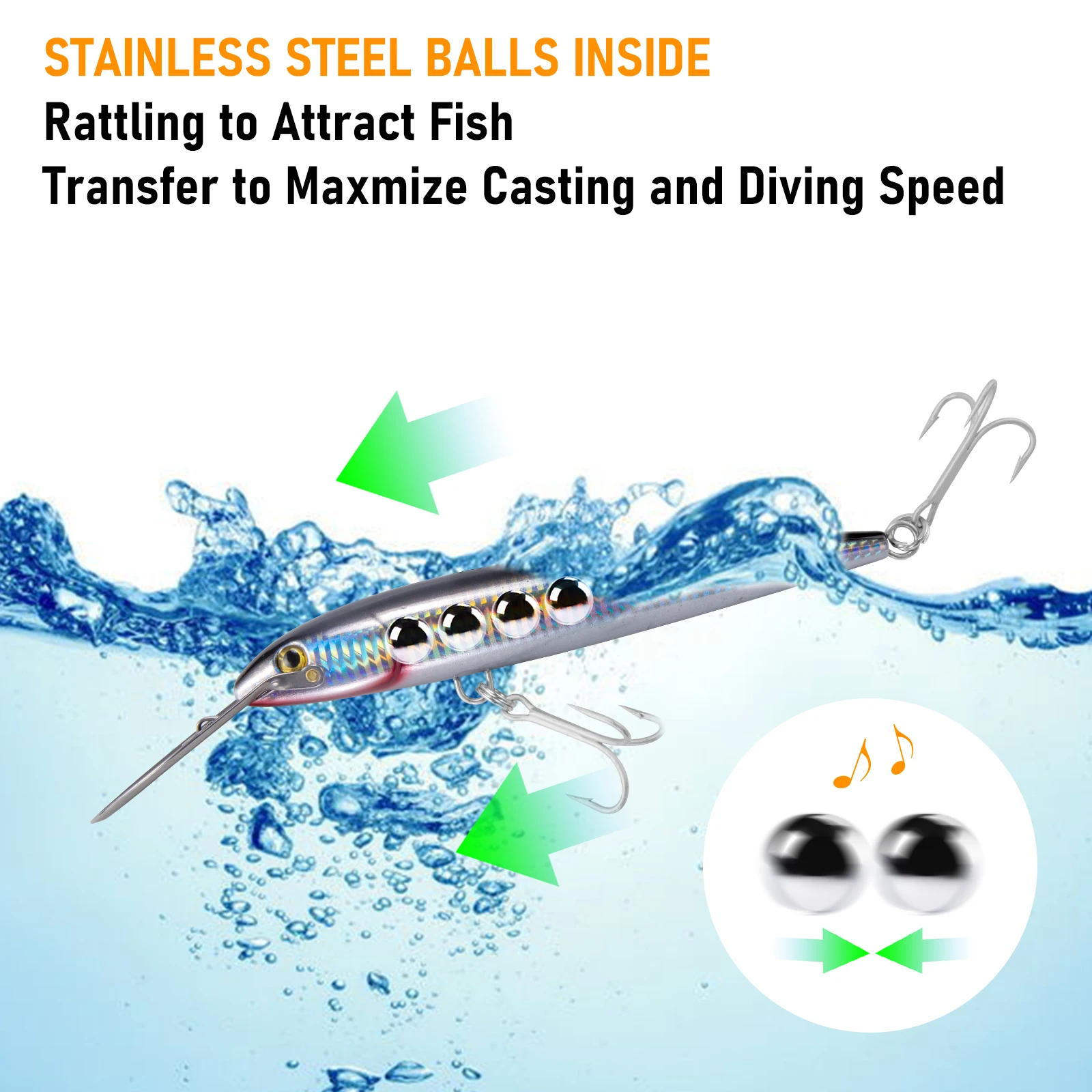 Señuelo de Pesca Minnow Crankbait de 58g, labio de buceo, curricán, fundición larga, Wobbler de agua salada, Swimbait, señuelo de Pesca de aguas profundas - imagen 3