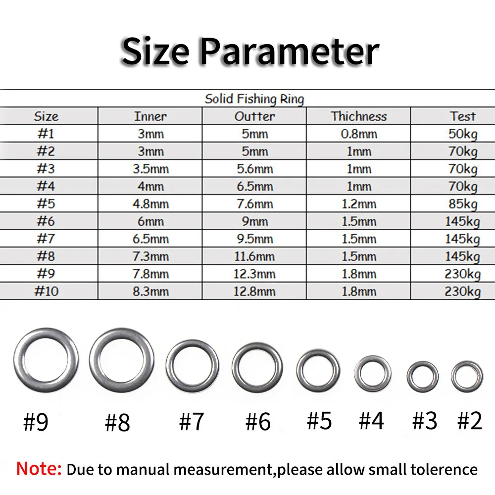 Bimoo-anillo de pesca de soldadura, 20 piezas, anzuelo asistente de pesca, señuelo de agua salada, anillos sólidos de acero inoxidable de alta resistencia, no oxidados # 2 - # 9 - imagen 3