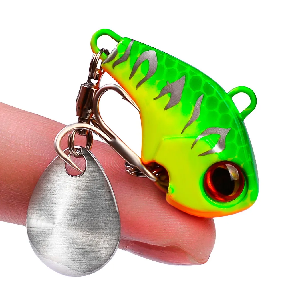 Señuelos de Pesca oscilantes giratorios de Metal Vib cebo vibratorio Pesca de invierno 6g 15g 28g cebos duros artificiales Spinner cuchara señuelo Pesca - imagen 4