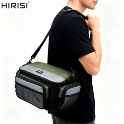 Hirisi-Bolsa de pesca impermeable de nailon, bolsa de aparejos de pesca multiusos de gran capacidad, bolsos de hombro para exteriores de dos capas