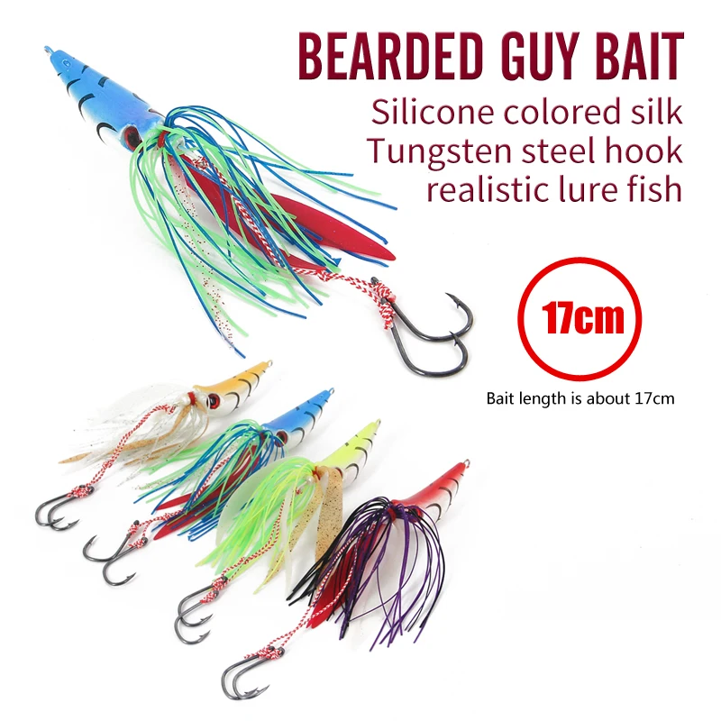 Señuelo de cabeza plomada de Metal, anzuelo de calamar luminoso, cebo suave que se hunde, pesca en agua salada, Marlin Grouper, cebo lento, productos de señuelo de pesca, 60g, 80g - imagen 3