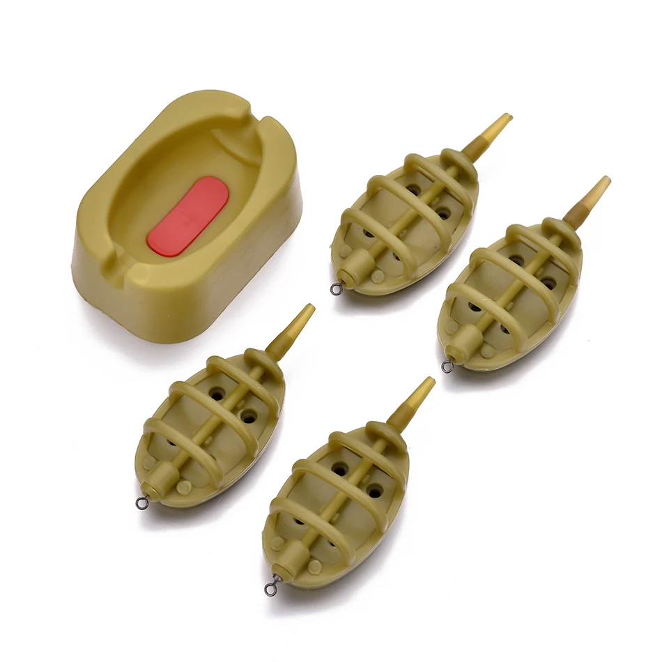 BLUEBROOK-Juego de alimentadores de método en línea, molde lanzador de cebo, juego de plomada, herramienta de soporte de cebo de pesca de carpa, 4 alimentadores/juego - imagen 3