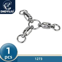 DNDYUJU-Conector de rodamiento de bolas de alta resistencia, gancho de anillo sólido de acero inoxidable, giratorio de pesca de tres vías, tamaño 1 piezas, 2-6 #