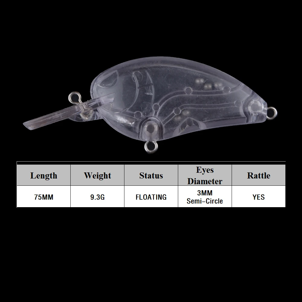 Crankbait plano Huang – Señuelo artesanal sin pintar - imagen 4