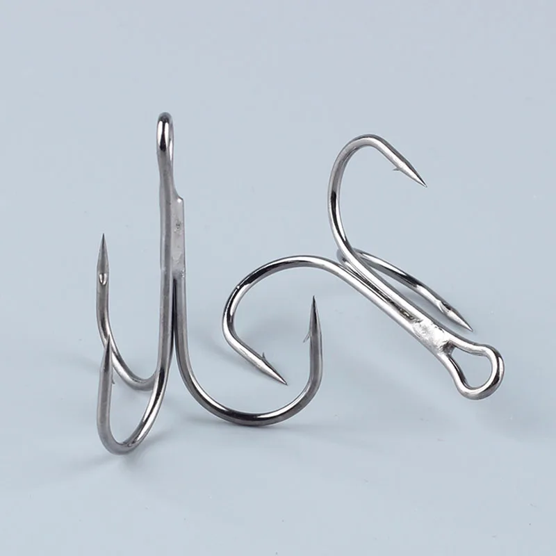 20 piezas de anzuelo en caja 2 # 4 # 6 # 8 #   Tres anzuelos de anclaje, níquel rojo, níquel negro, níquel blanco, acero rico en carbono, equipo de pesca con tres anzuelos - imagen 5