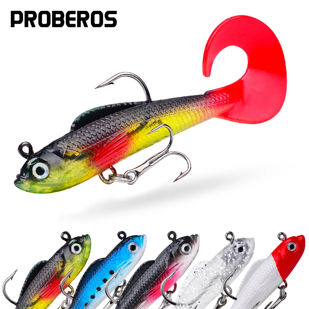 Proberos, 5 uds., anzuelo de plantilla, juego de cebo suave de silicona, Swimbait, Wobblers de pesca, cebos de goma artificiales para Lucio, aparejos de señuelo
