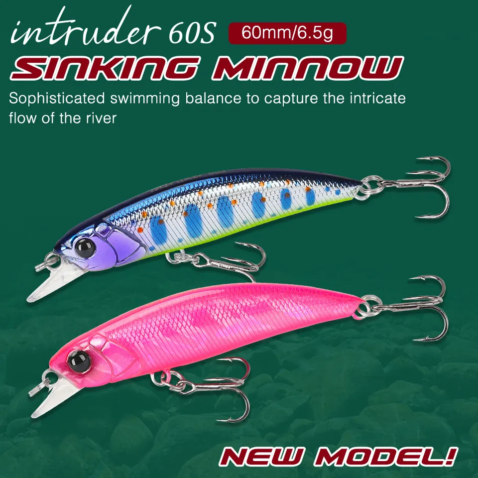 Tsurinoya 14pcs 60mm 6.5g Sinking Minnow Fishing Lure Artificial Hard Wobbler Crankbaits Slim Body Hard Baits For Trout Bass