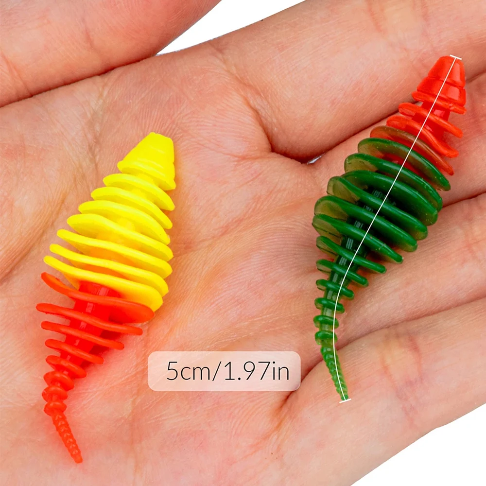 Señuelo de pesca de gusanos blandos, 5 uds., 50mm, señuelos blandos de silicona, Swimbaits, cebo Artificial de agua dulce para carpa, lubina, pesca de trucha - imagen 3