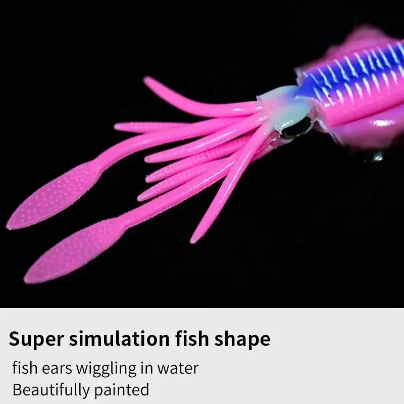 Cebo de calamar brillante de 15cm/20g, señuelo suave, biodiversión realista, equipo de pesca de goma Artificial suave de silicona para pesca nocturna - imagen 5