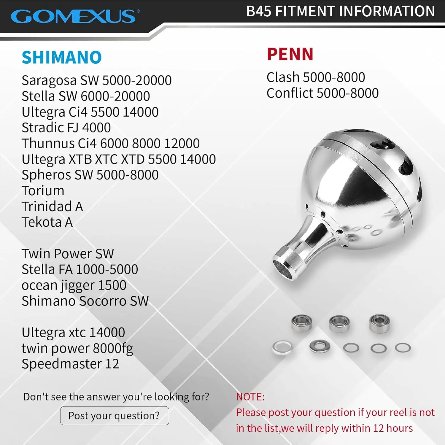 Perilla de encendido GOMEXUS para Shimano Stradic FK FA Spheros 5000 Saragosa SW Ocea Jigger Okuma Azores XP 6000-16000 carrete Daiwa 41mm - imagen 5
