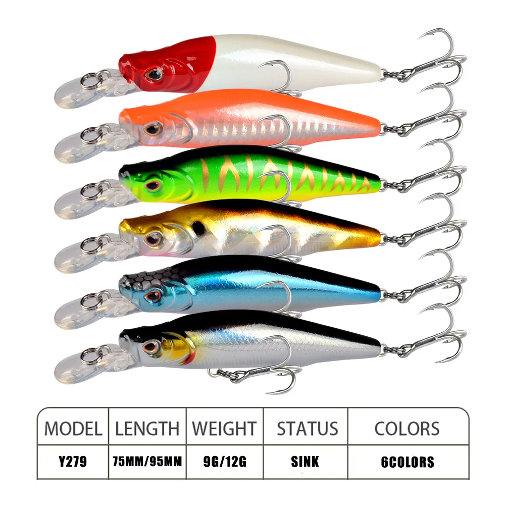 Señuelo de Pesca de piezas, cebo Artificial de Pesca de carpa de 75-95mm, 9-12g, Minnow Crankbait Wobblers 3D Eyes Perch - imagen 2